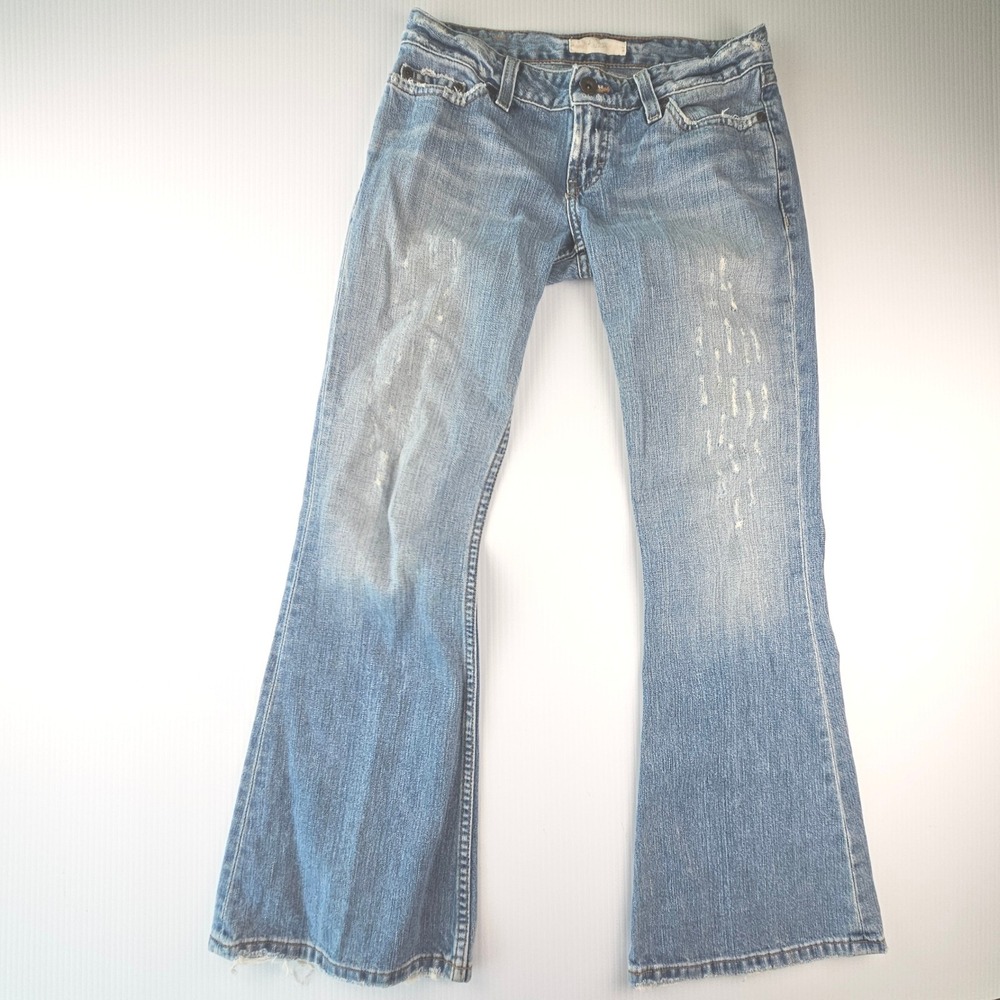 BKE Denim Flare Jeans Womens 27 Medium Wash Distressed Y2K Festival BKL5023S